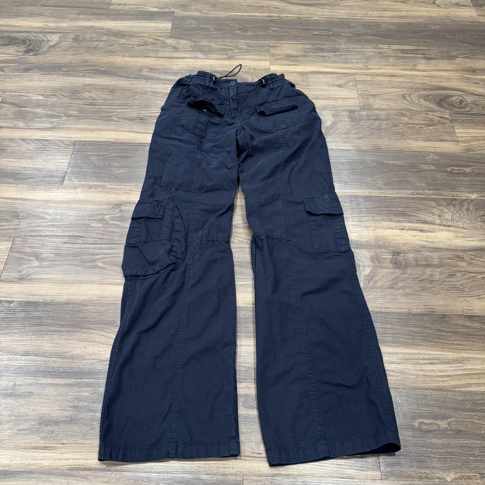 Brandy Melville Pants Women XS Cotton Blue Cargo Twill Adjustable Waist Pockets